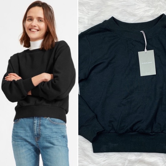 Everlane Tops - Everlane Cotton Oversized Crop Sweatshirt Black